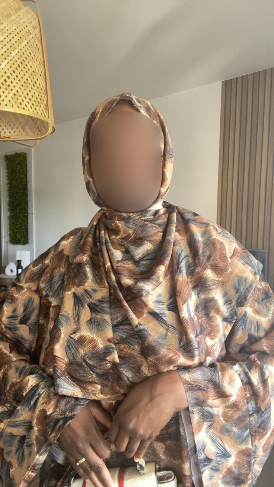 ROBE LONGUE EN COTON   MARRON GRIS (Copie)